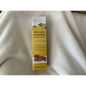 Yecuce Turmeric & Kojic Acid Mousse Facial Cleanser Sealed 5.07 Oz / 150ml Brush